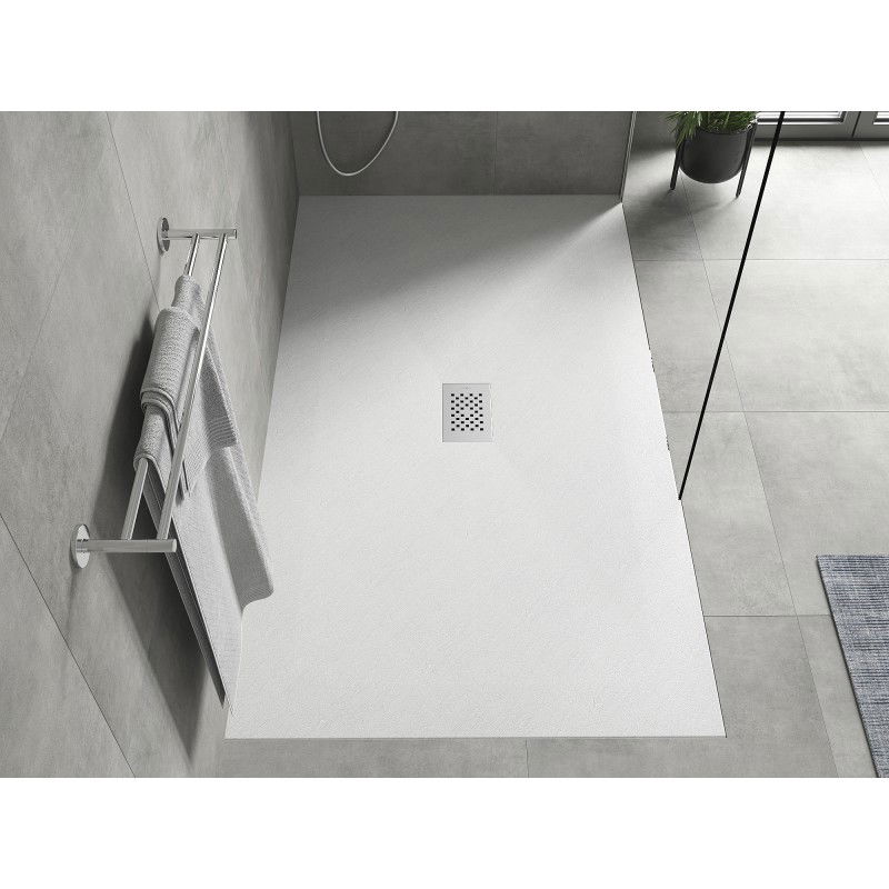 Mexen Hugo rectangular shower tray SMC 160 x 100 cm, white, inox cover - 42101016-X