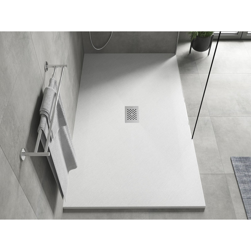 Mexen Hugo rectangular SMC shower tray 160 x 100 cm, white, inox cover - 42101016-X