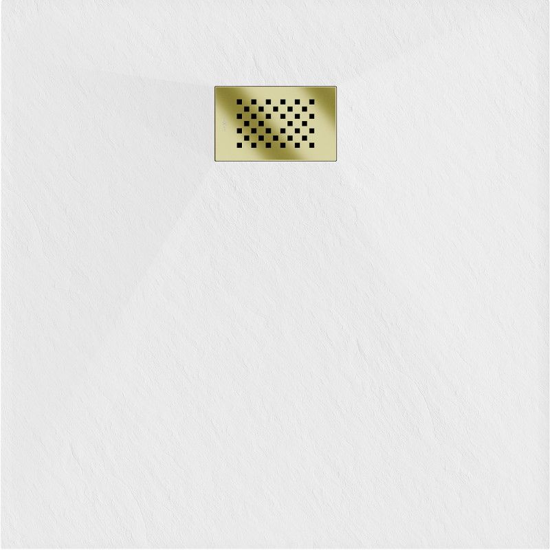 Mexen Hugo square SMC shower tray 70 x 70 cm, white, gold cover - 42107070-G