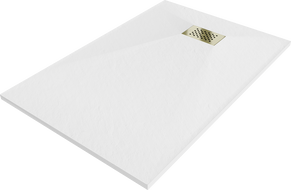 Mexen Hugo Rectangular Shower Tray SMC 90 x 70 cm, White, with Gold Cover - 42107090-G