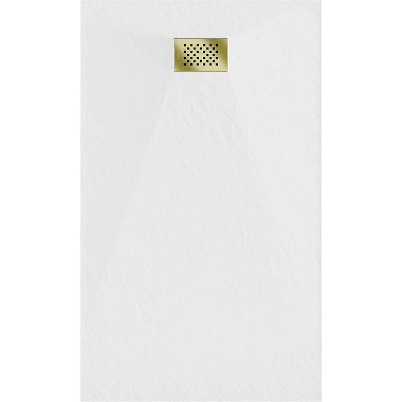 Mexen Hugo rectangular shower tray SMC 160 x 70 cm, white, gold cover - 42107016-G