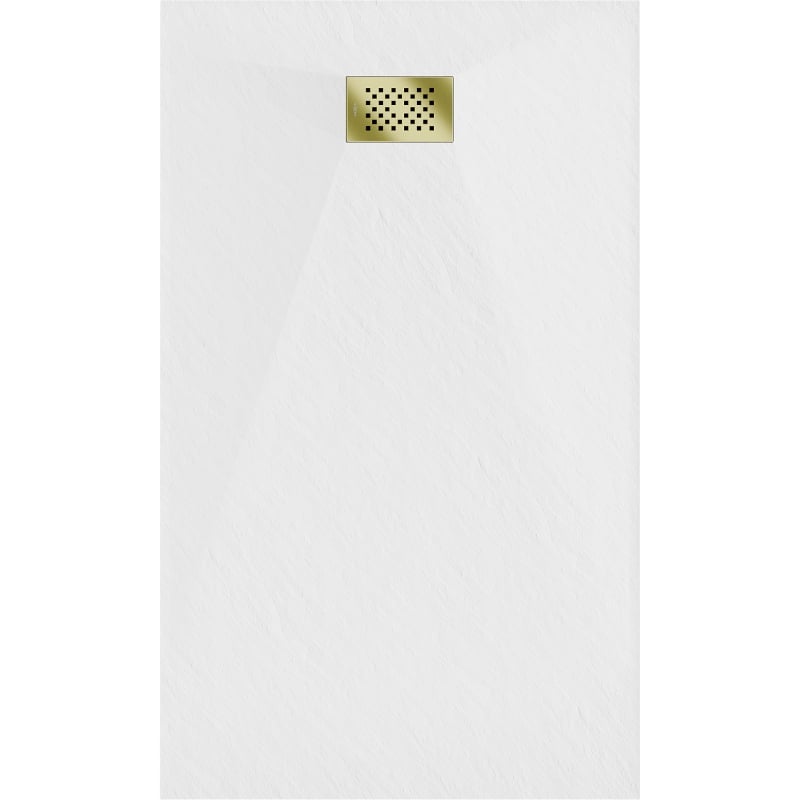 Mexen Hugo rectangular shower tray SMC 150 x 70 cm, white, gold cover - 42107015-G