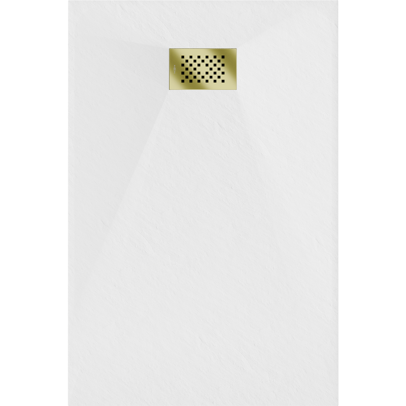 Mexen Hugo rectangular SMC shower tray 130 x 80 cm, white, gold cover - 42108013-G