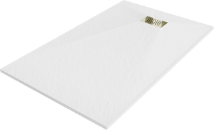 Mexen Hugo rectangular SMC shower tray 160 x 80 cm, white, gold cover - 42108016-G