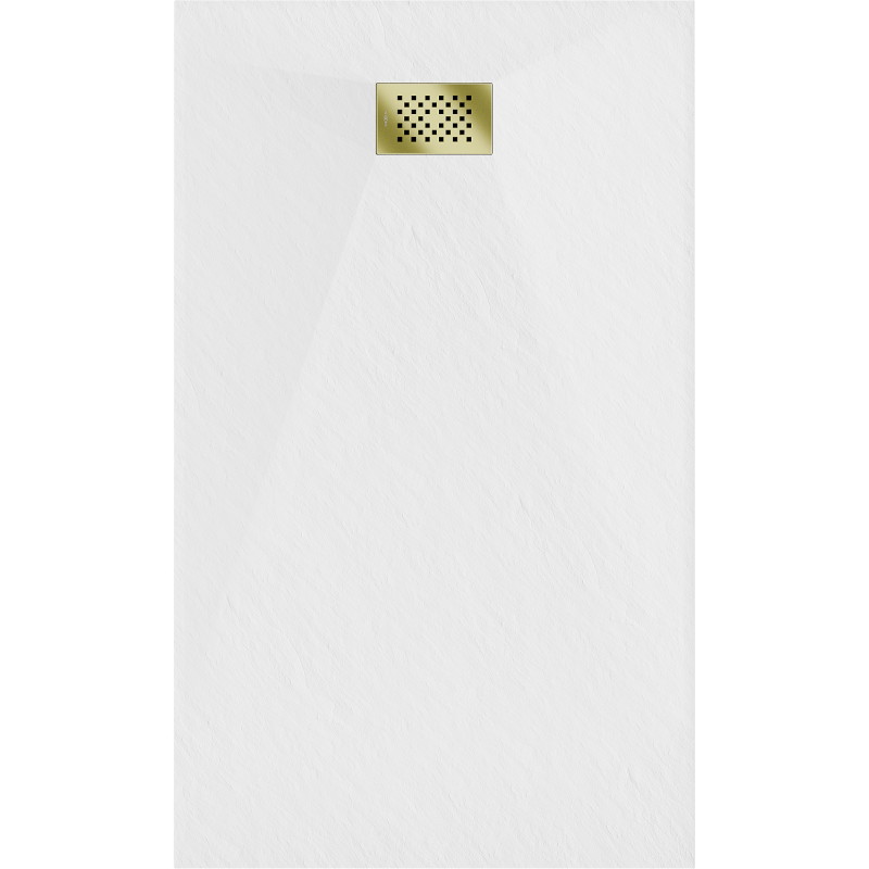 Mexen Hugo rectangular SMC shower tray 160 x 80 cm, white, gold cover - 42108016-G
