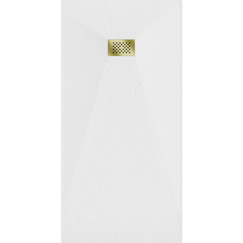 Mexen Hugo rectangular SMC shower tray 170 x 80 cm, white, gold cover - 42108017-G
