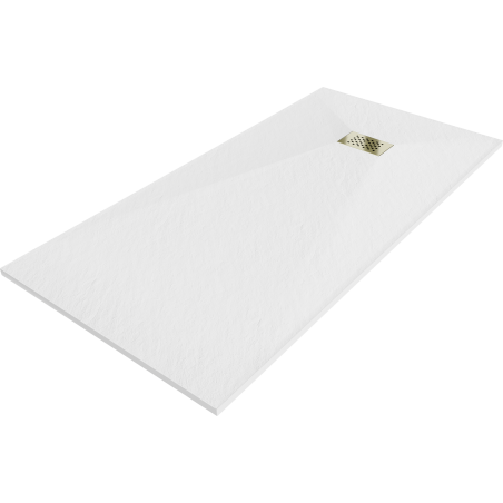 Mexen Hugo rectangular SMC shower tray 170 x 80 cm, white, gold cover - 42108017-G