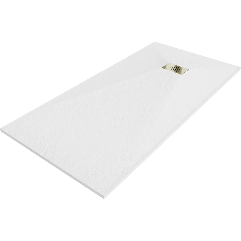 Mexen Hugo rectangular SMC shower tray 180 x 80 cm, white, gold cover - 42108018-G
