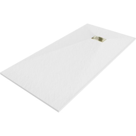 Mexen Hugo rectangular SMC shower tray 180 x 80 cm, white, gold cover - 42108018-G