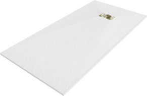 Mexen Hugo rectangular SMC shower tray 180 x 80 cm, white, gold cover - 42108018-G