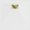Mexen Hugo square shower tray SMC 90 x 90 cm, white, gold cover - 42109090-G