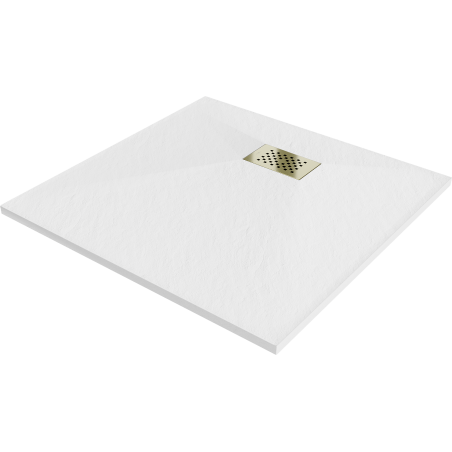 Mexen Hugo Square Shower Tray SMC 90 x 90 cm, White, Golden Drain Cover - 42109090-G