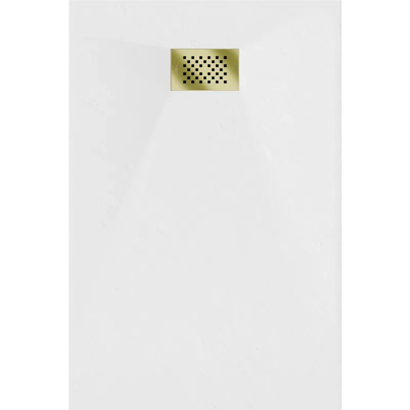 Mexen Hugo rectangular shower tray SMC 100 x 90 cm, white, gold cover - 42109010-G