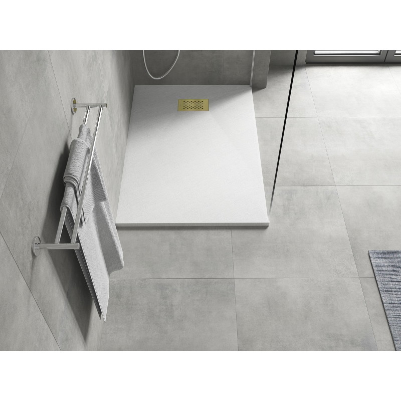 Mexen Hugo rectangular SMC shower tray 110 x 90 cm, white, gold cover - 42109011-G