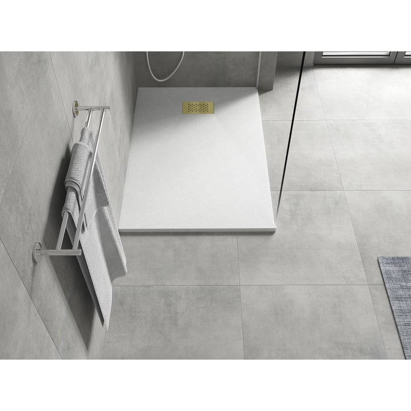 Mexen Hugo rectangular SMC shower tray 120 x 90 cm, white, gold cover - 42109012-G