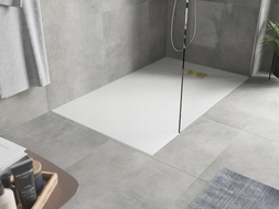 Mexen Hugo rectangular SMC shower tray 150 x 90 cm, white, gold cover - 42109015-G