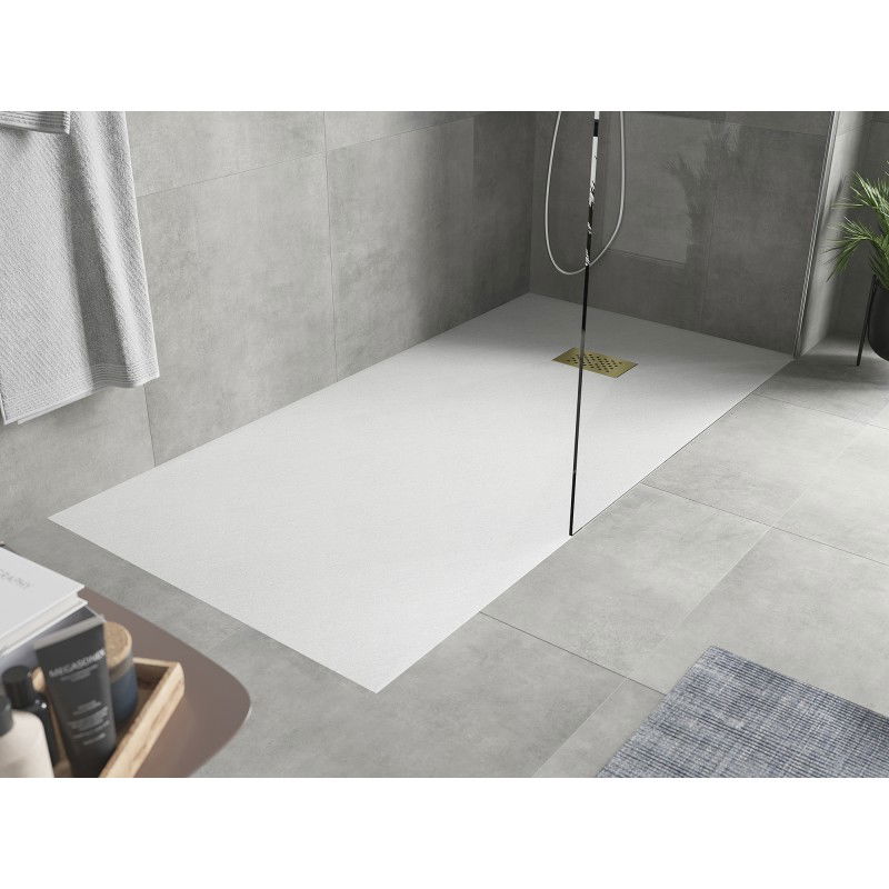 Mexen Hugo rectangular shower tray SMC 170 x 90 cm, white, gold cover - 42109017-G