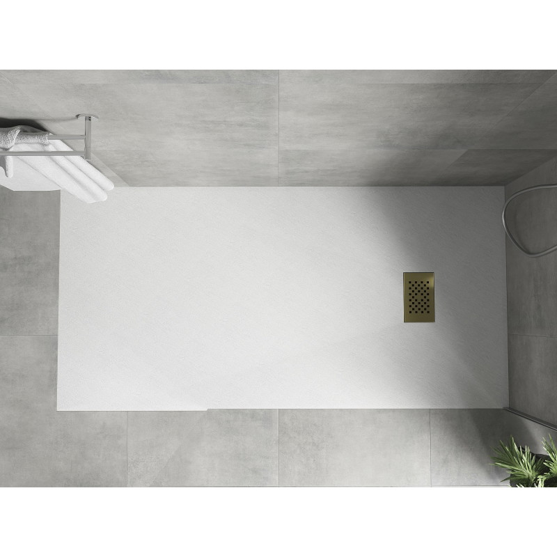 Mexen Hugo rectangular SMC shower tray 170 x 90 cm, white, gold cover - 42109017-G