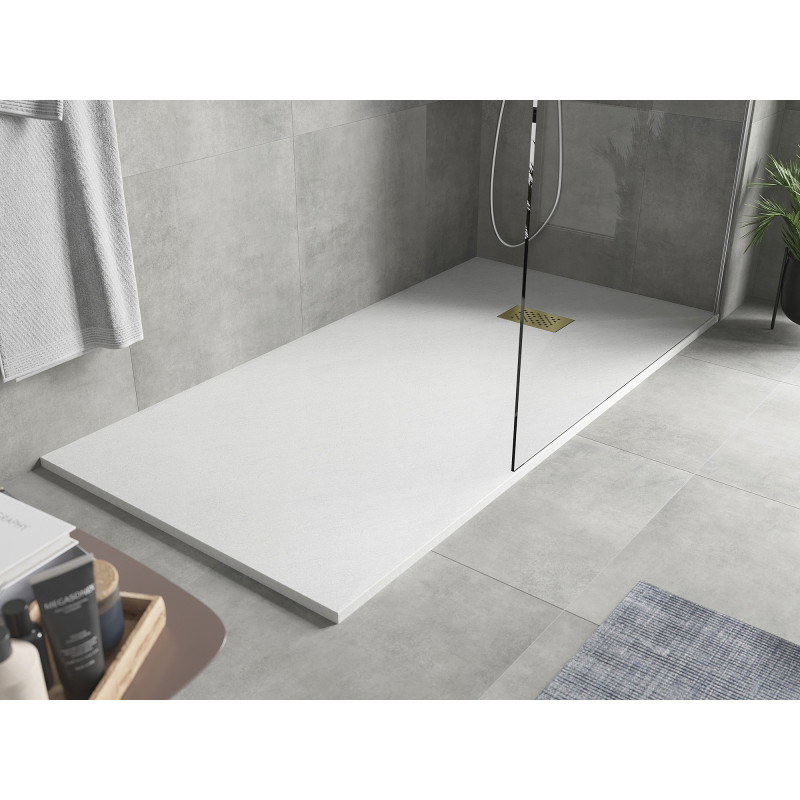 Mexen Hugo rectangular SMC shower tray 170 x 90 cm, white, gold cover - 42109017-G