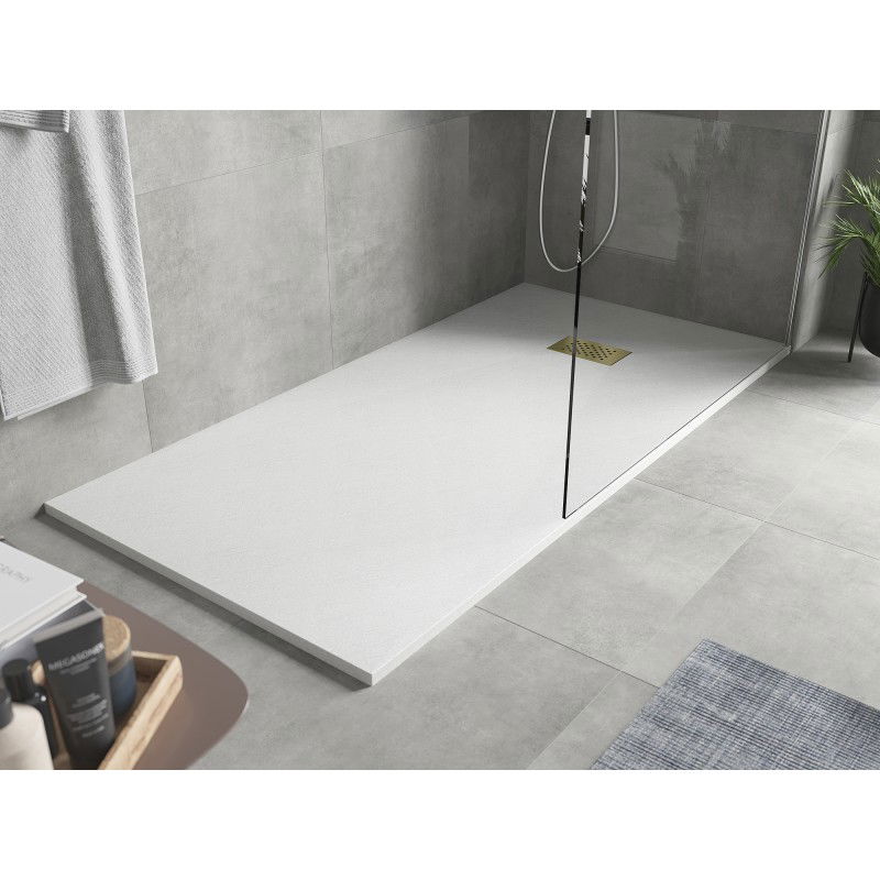 Mexen Hugo rectangular shower tray SMC 180 x 90 cm, white, gold cover - 42109018-G