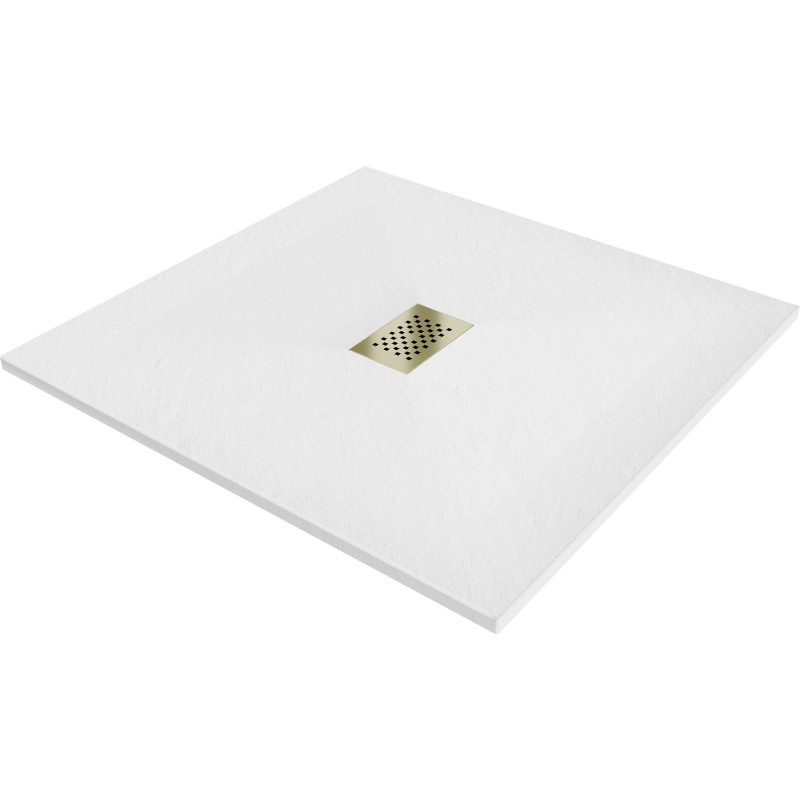 Mexen Hugo SMC Square Shower Tray 100 x 100 cm, White, Gold Cover - 42101010-G