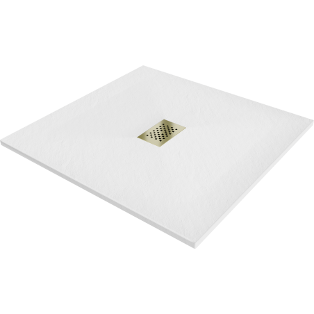 Mexen Hugo square shower tray SMC 100 x 100 cm, white, gold cover - 42101010-G