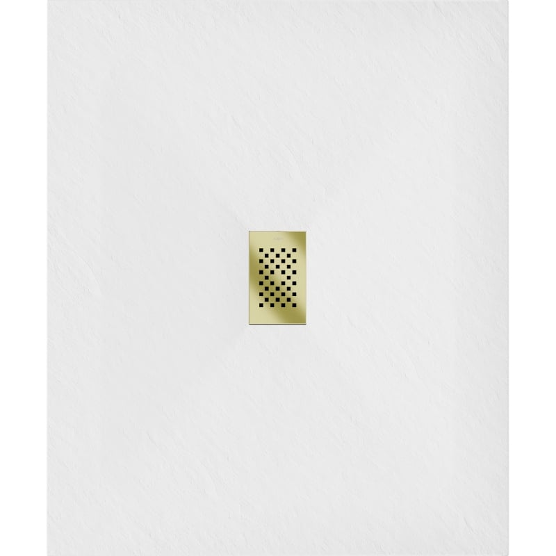 Mexen Hugo rectangular SMC shower tray 140 x 100 cm, white, gold cover - 42101014-G