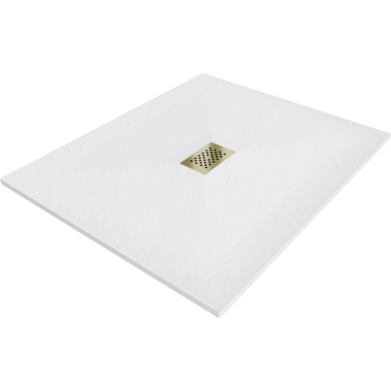 Mexen Hugo rectangular shower tray SMC 120 x 100 cm, white, gold cover - 42101012-G