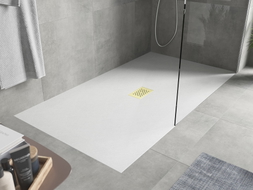 Mexen Hugo rectangular SMC shower tray 180 x 100 cm, white, gold cover - 42101018-G