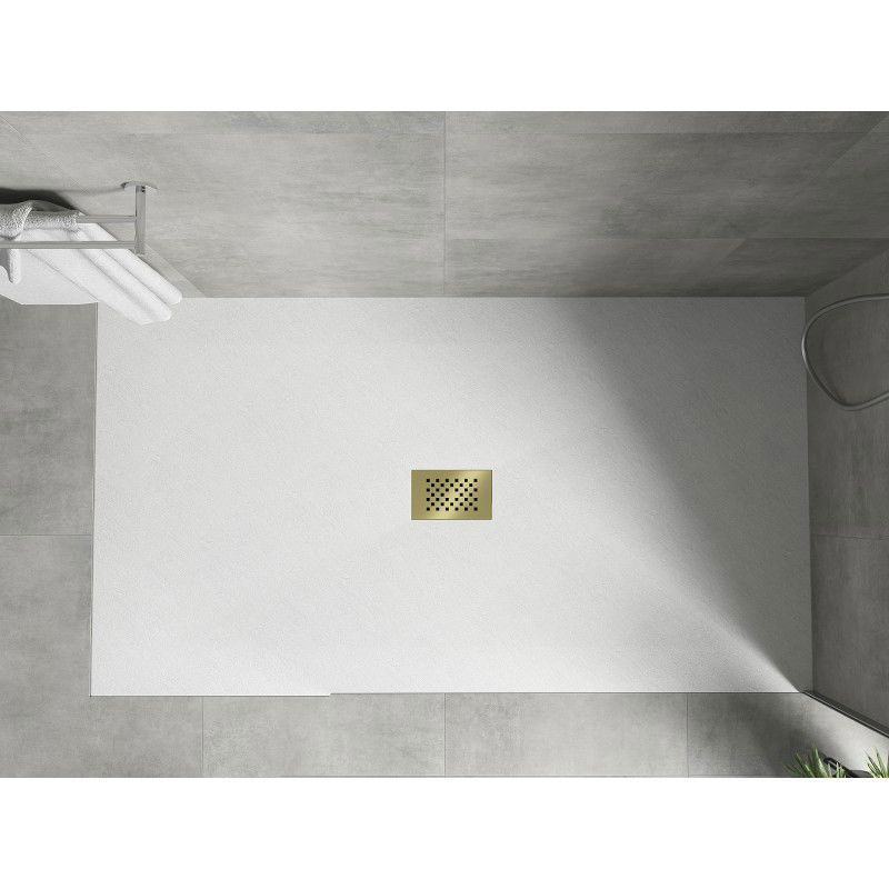 Mexen Hugo rectangular shower tray SMC 170 x 100 cm, white, gold cover - 42101017-G