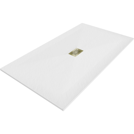 Mexen Hugo rectangular SMC shower tray 180 x 100 cm, white, gold cover - 42101018-G