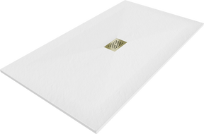 Mexen Hugo rectangular SMC shower tray 200 x 100 cm, white, gold cover - 42101020-G