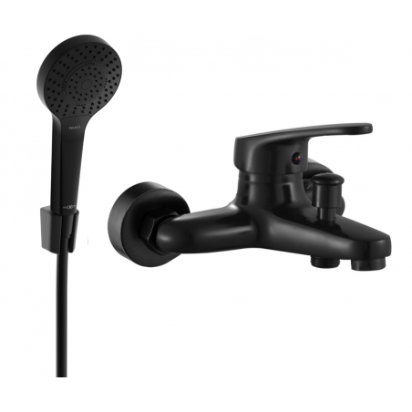 Mexen Erica R05 bathtub mixer tap with shower head, Black - 74643R05-70