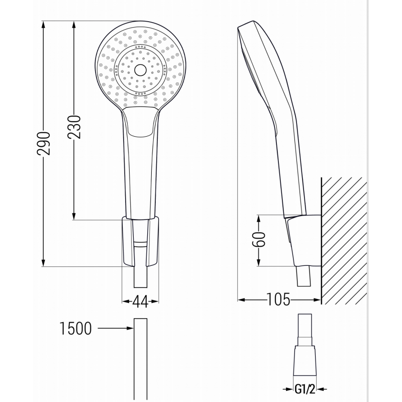 Mexen Erica R72 bathtub faucet with shower set, chrome - 74643R72-00
