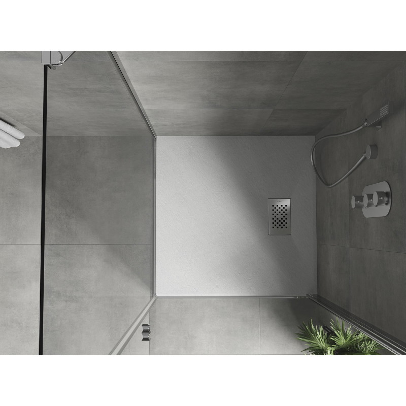 Mexen Hugo SMC square shower tray 80 x 80 cm, white, inox cover - 42108080-X