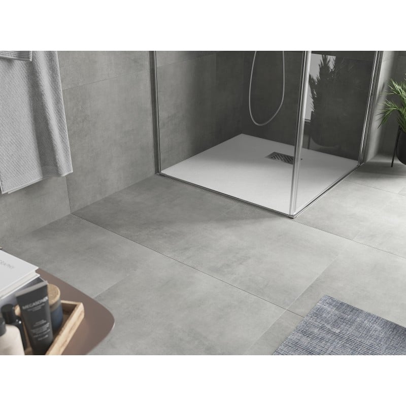 Mexen Hugo square shower tray SMC 90 x 90 cm, white, inox cover - 42109090-X