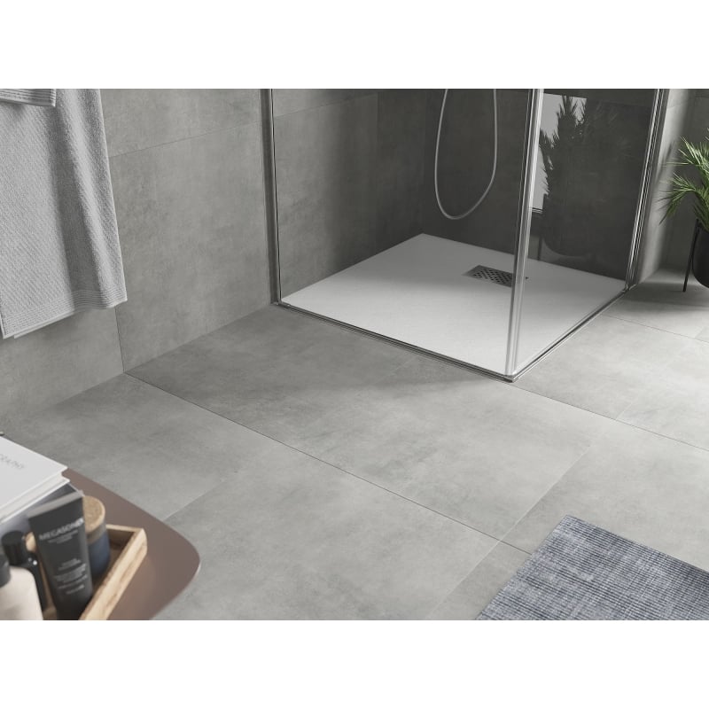 Mexen Hugo square SMC shower tray 90 x 90 cm, white, inox cover - 42109090-X