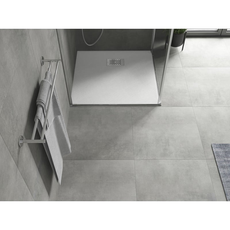 Mexen Hugo square shower tray SMC 90 x 90 cm, white, inox cover - 42109090-X