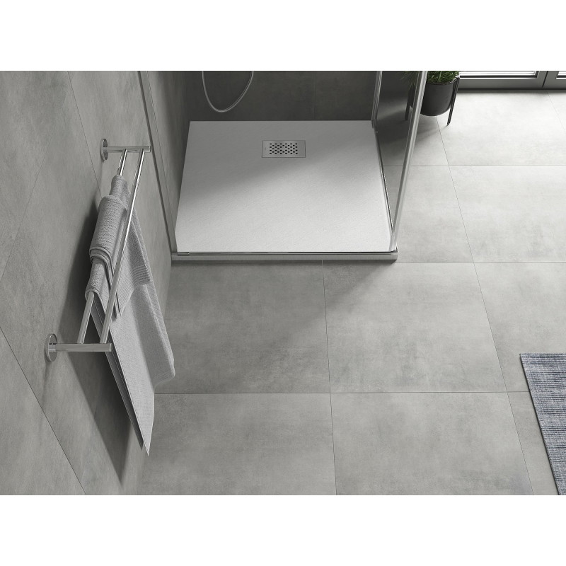 Mexen Hugo square SMC shower tray 90 x 90 cm, white, inox cover - 42109090-X