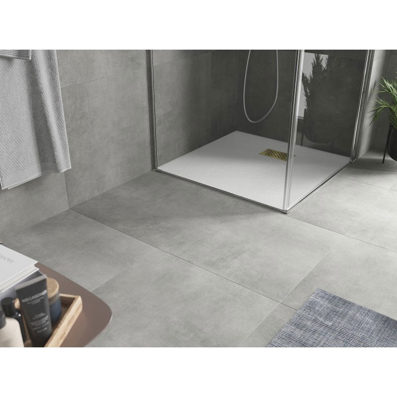 Mexen Hugo square shower tray SMC 70 x 70 cm, white, gold cover - 42107070-G