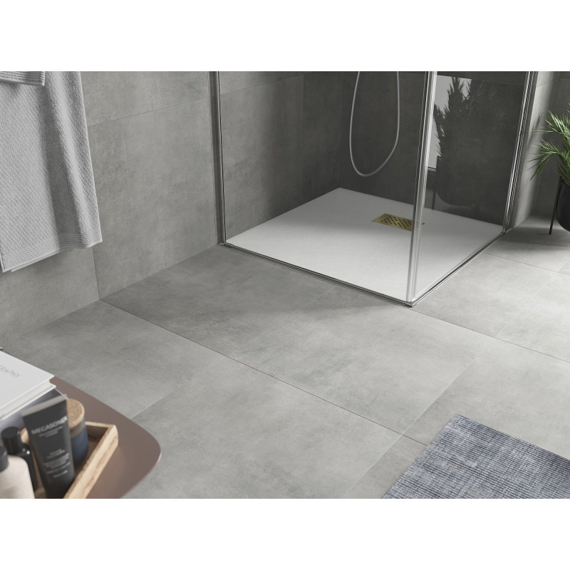 Mexen Hugo square SMC shower tray 70 x 70 cm, white, gold cover - 42107070-G