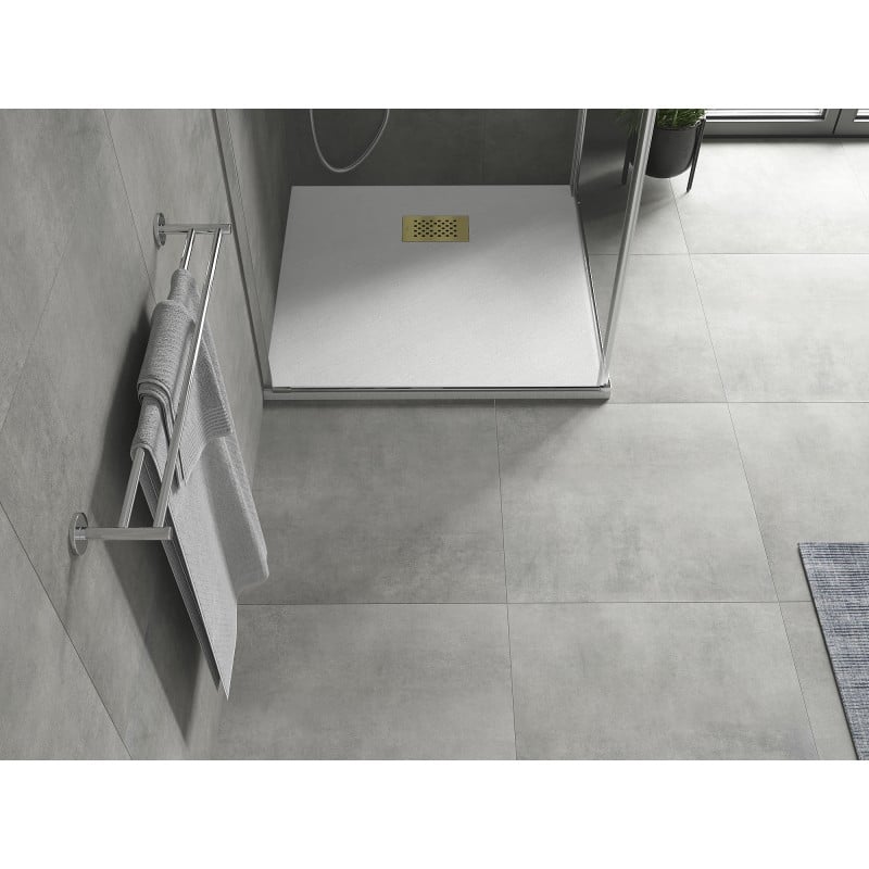 Mexen Hugo SMC Square Shower Tray 90 x 90 cm, White, Gold Cover - 42109090-G