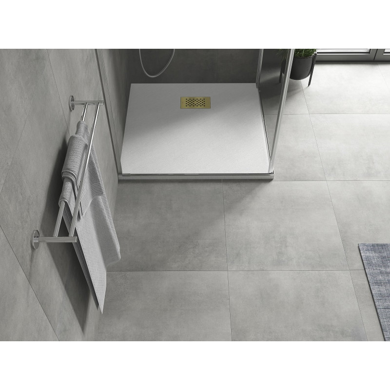 Mexen Hugo square shower tray SMC 90 x 90 cm, white, gold cover - 42109090-G