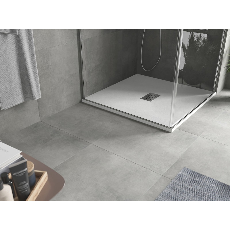 Mexen Hugo square SMC shower tray 100 x 100 cm, white, inox cover - 42101010-X