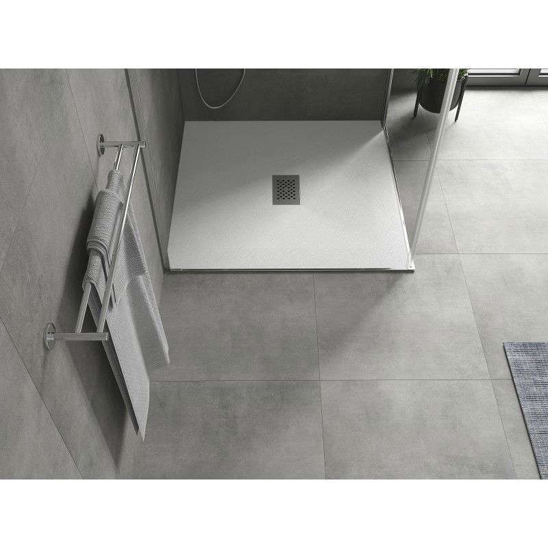Mexen Hugo square shower tray SMC 100 x 100 cm, white, inox cover - 42101010-X
