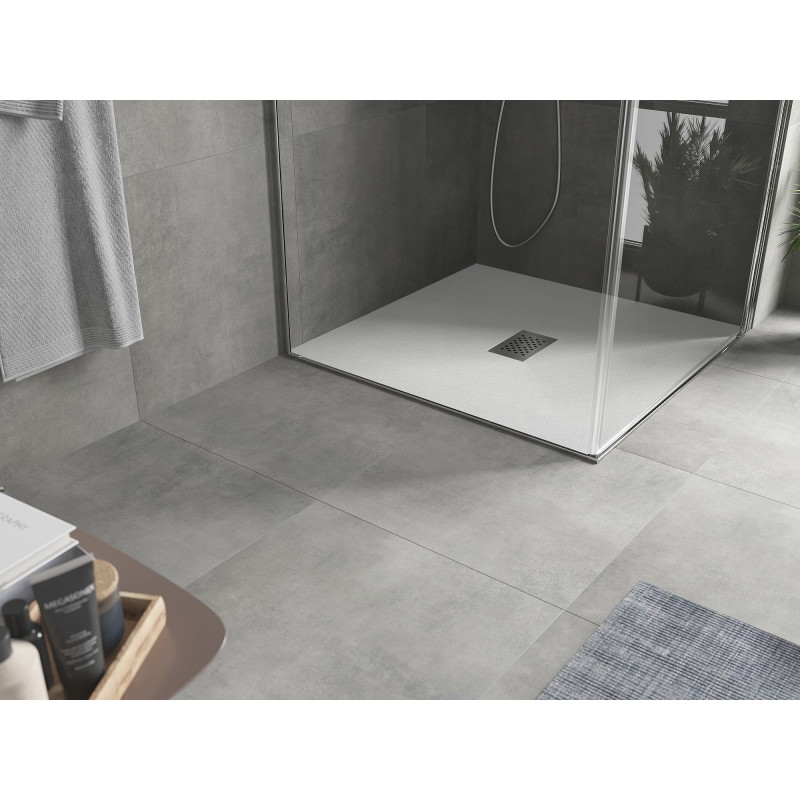 Mexen Hugo square SMC shower tray 100 x 100 cm, white, inox cover - 42101010-X