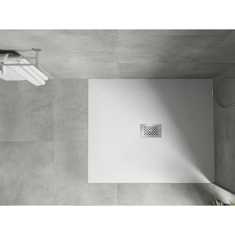 Mexen Hugo rectangular shower tray SMC 110 x 100 cm, white, inox cover - 42101011-X