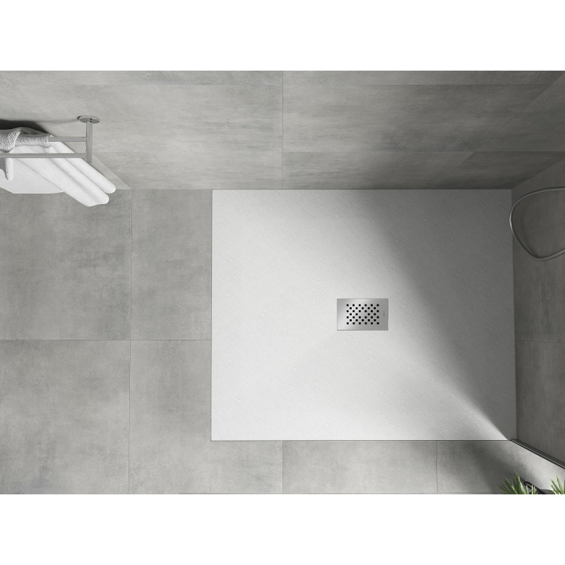 Mexen Hugo rectangular SMC shower tray 110 x 100 cm, white, inox cover - 42101011-X