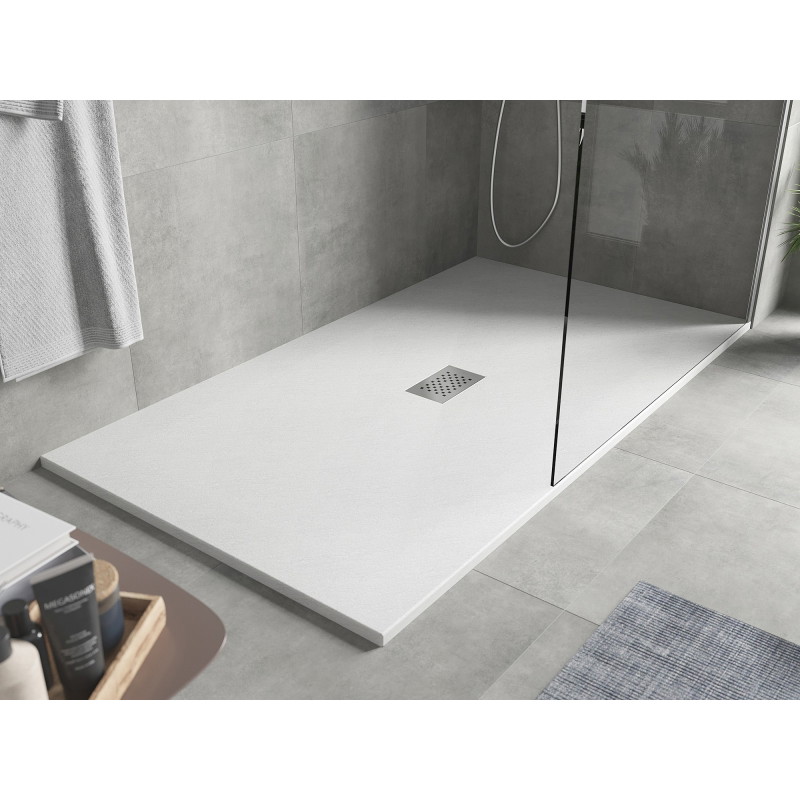 Mexen Hugo rectangular SMC shower tray 160 x 100 cm, white, inox cover - 42101016-X