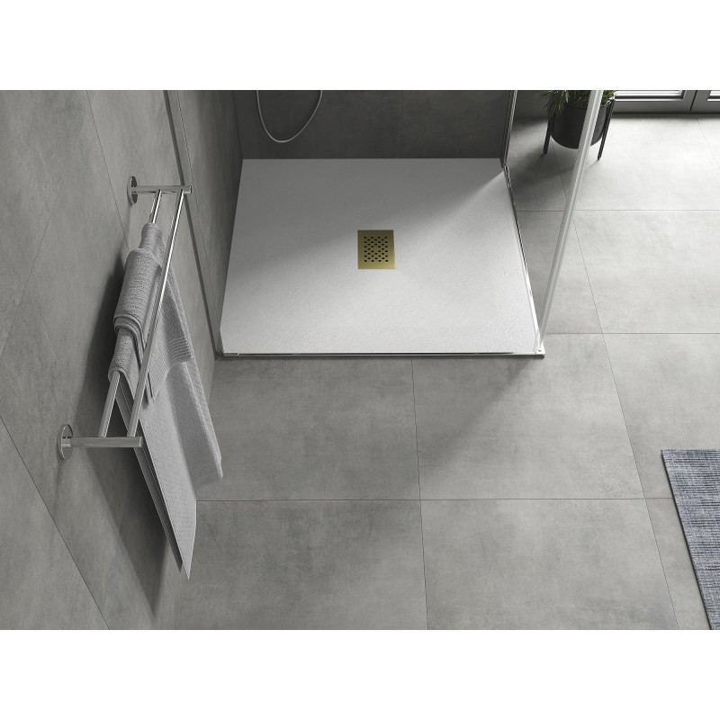 Mexen Hugo SMC Square Shower Tray 100 x 100 cm, White, Gold Cover - 42101010-G